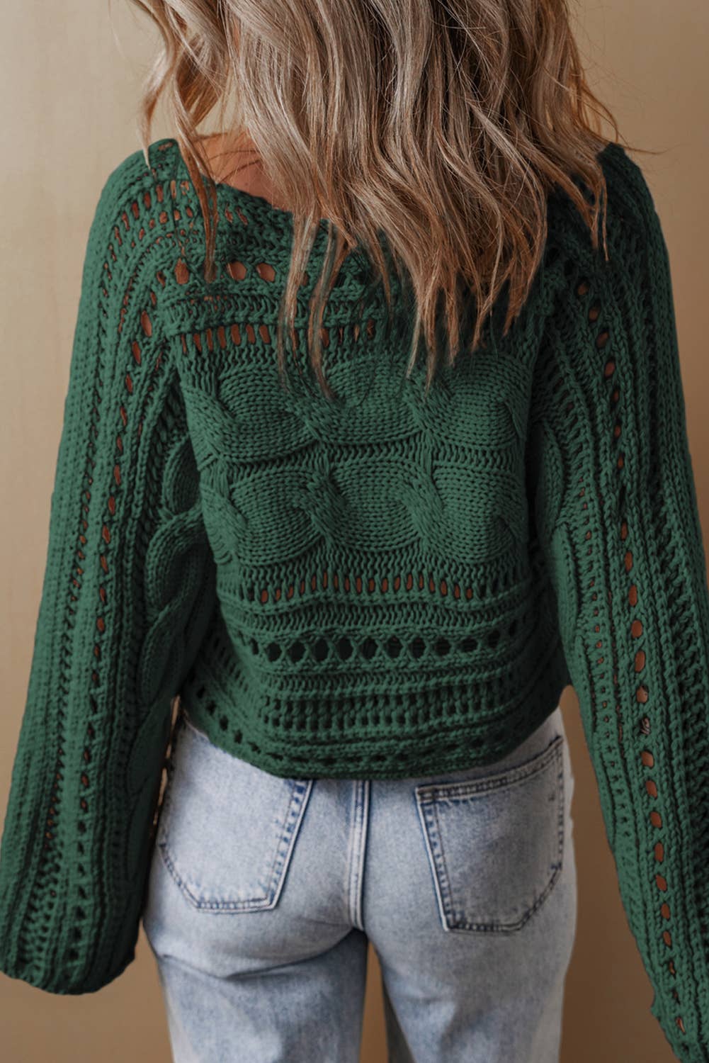 Cable Knit Cropped Hollowed Sweater | S-XL