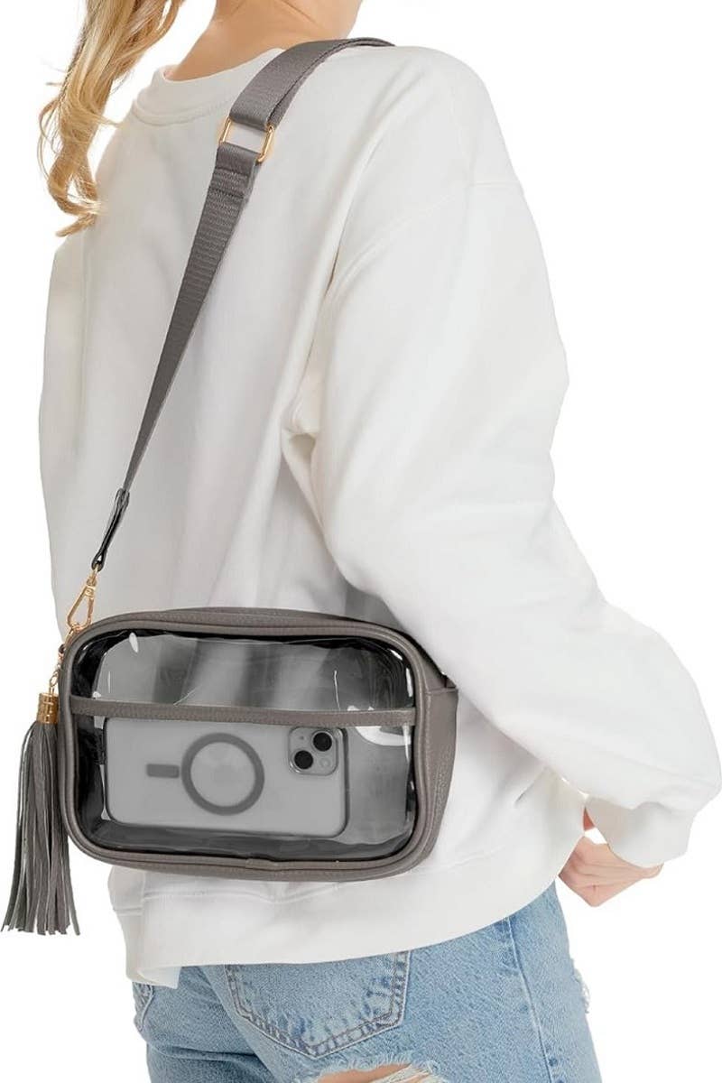 Stadium Clear Pu Crossbody Shoulder Camera Bag: