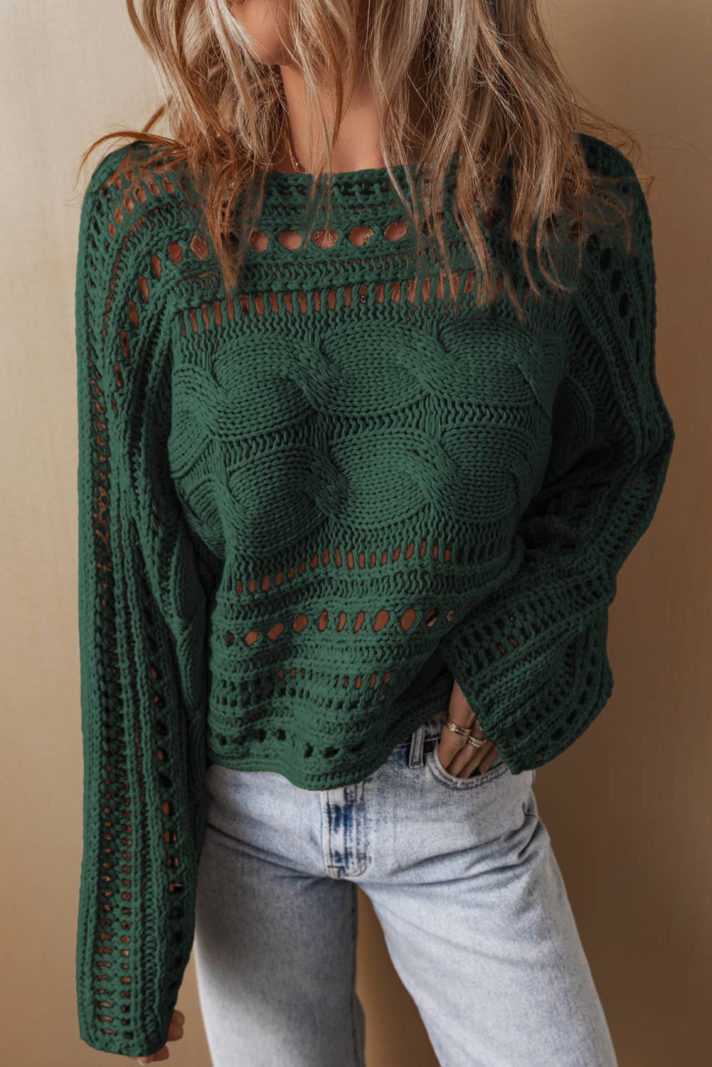 Cable Knit Cropped Hollowed Sweater | S-XL